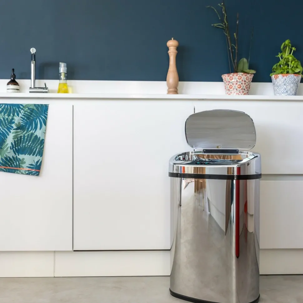 KITCHEN MOVE - Poubelle de cuisine automatique majestic argent acier inoxydable 80 l