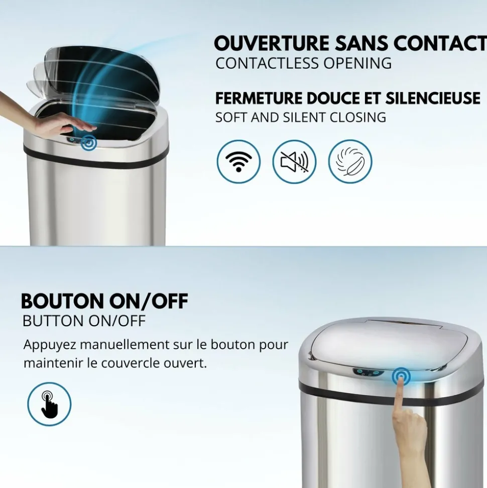 KITCHEN MOVE - Poubelle de cuisine automatique majestic argent acier inoxydable 80 l