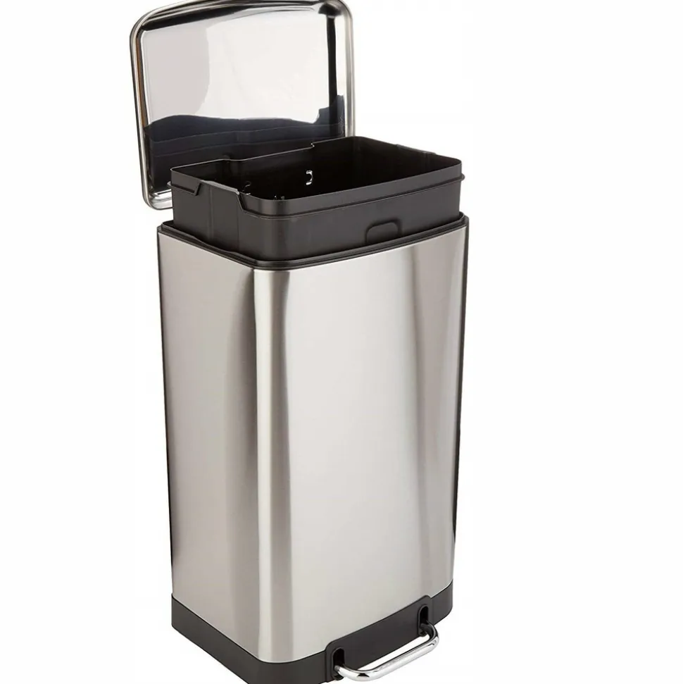 KITCHEN MOVE - Poubelle de cuisine à pédale greenwich argent acier inoxydable 40 l