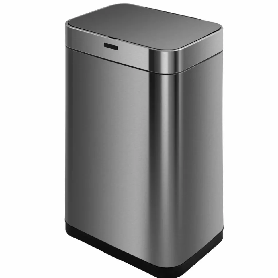 KITCHEN MOVE - Poubelle de cuisine automatique upper gris acier inoxydable 60 l