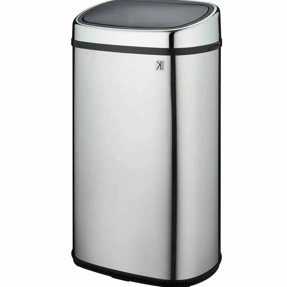 KITCHEN MOVE - Poubelle de cuisine push city argent acier inoxydable 58 l