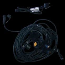 KOBI - Guirlande guinguette câble noir 10m et 20 porte ampoules e27 extérieur extensible