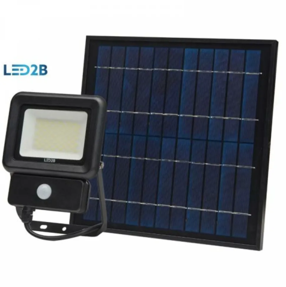 KOBI - Projecteur extérieur solaire 10w 700 lumens détecteur de mouvement led blanc froid 6500k professionnel