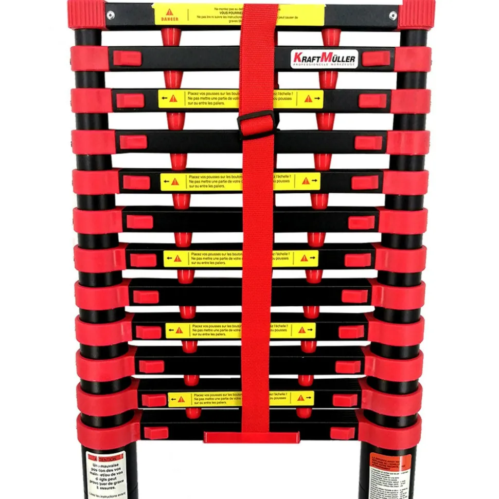 KRAFT MULLER - Échelle télescopique kraft müller 2,6m en aluminium bricolage pliable extensible unique droite multi-fonction, charge 150 kg