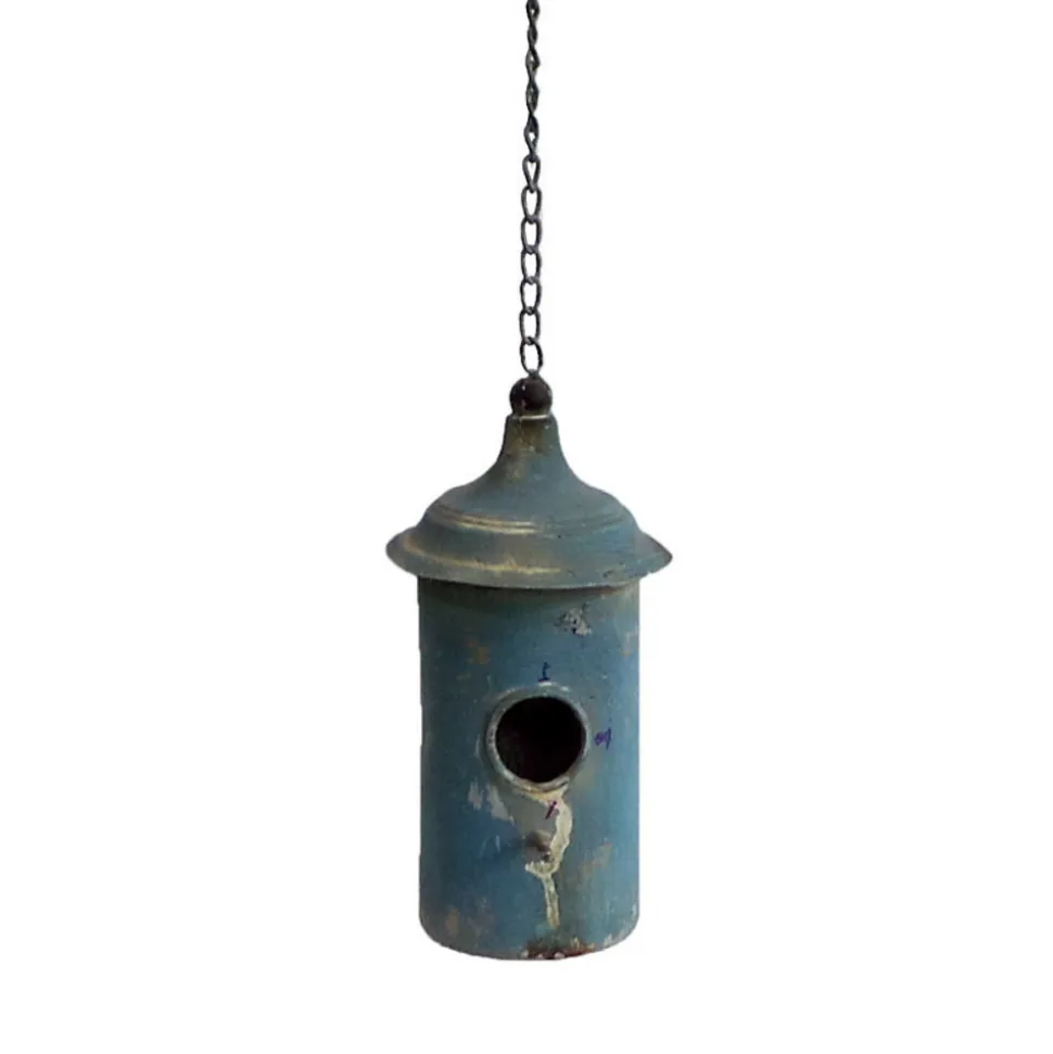 LA GRANDE PRAIRIE - Nichoir oiseaux à suspendre vintage bleu 11x24cm