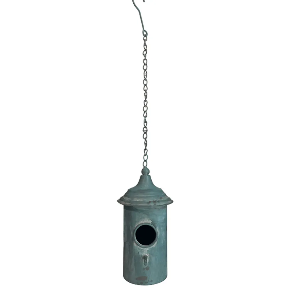 LA GRANDE PRAIRIE - Nichoir oiseaux à suspendre vintage bleu 11x24cm