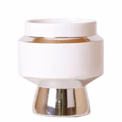 LA GREEN TOUCH - Le chic : pot en céramique blanche argentée