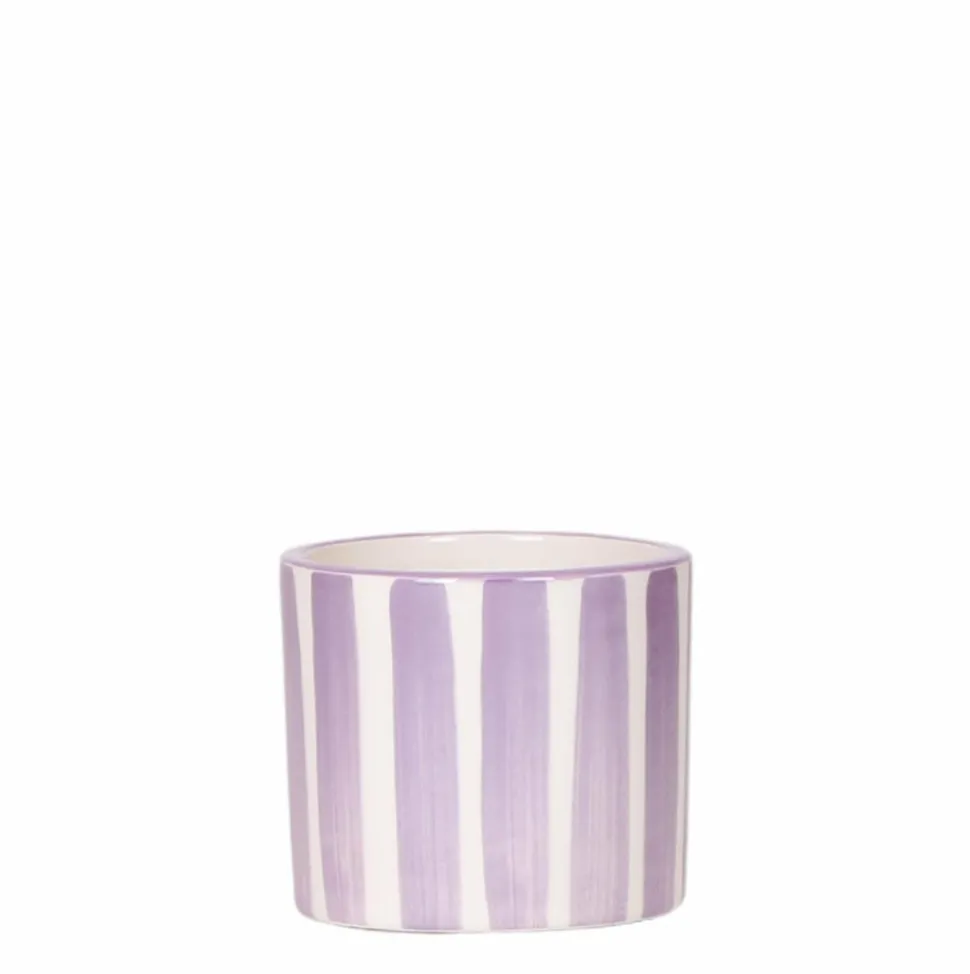 LA GREEN TOUCH - Pot en céramique lilas à rayures