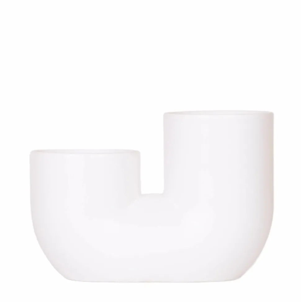LA GREEN TOUCH - Tube sierpot duo en céramique - blanc