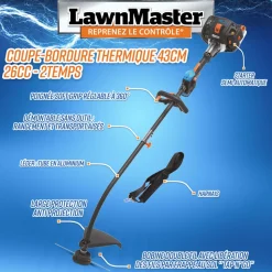 LAWNMASTER - Coupe bordures thermique 26cc avec démarrage électrique - lawnmaster