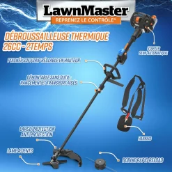 LAWNMASTER - Débroussailleuse thermique 26cc avec démarrage électrique - lawnmaster