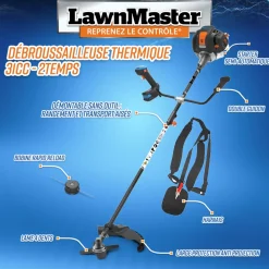LAWNMASTER - Débroussailleuse thermique 31cc avec démarrage électrique - lawnmaster