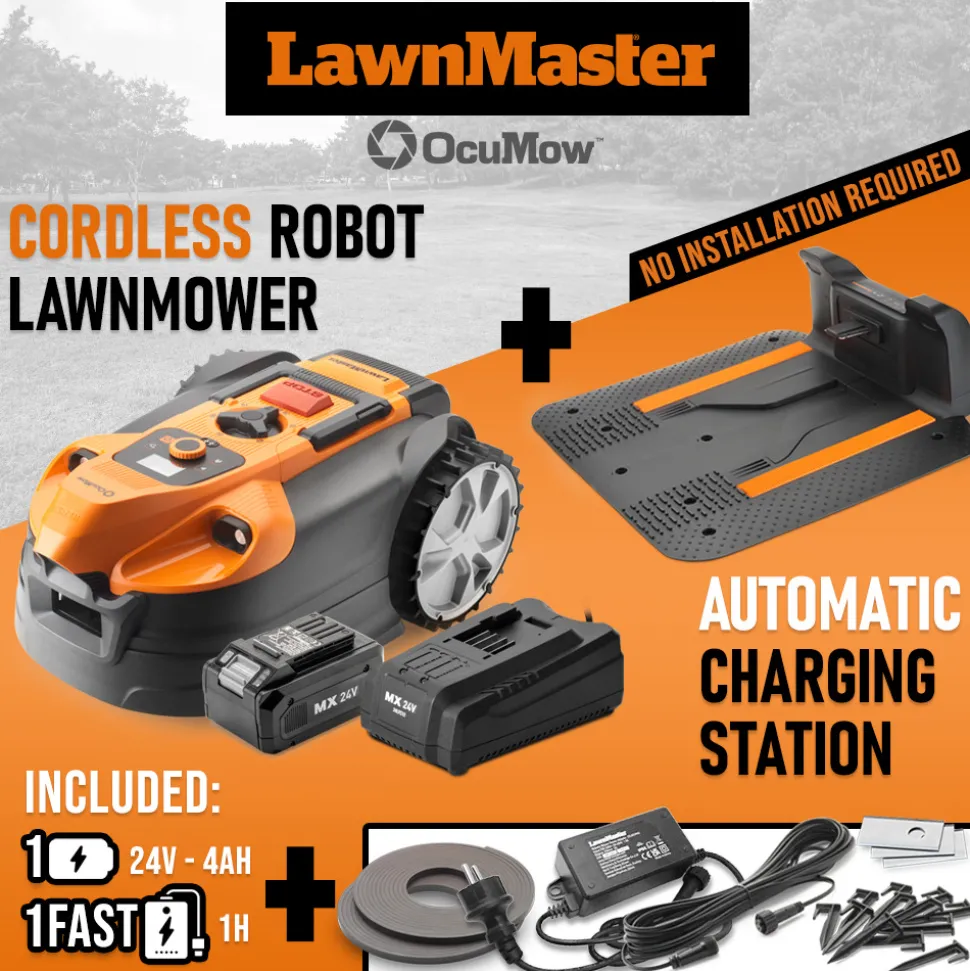 LAWNMASTER - Robot tondeuse autonome 24v avec station de charge, sans fil périmétrique - le r