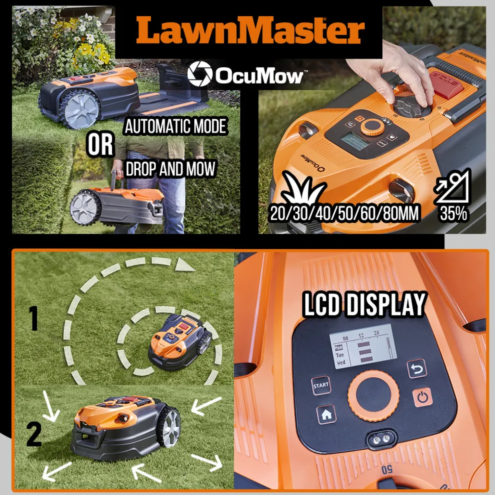 LAWNMASTER - Robot tondeuse autonome 24v avec station de charge, sans fil périmétrique - le r