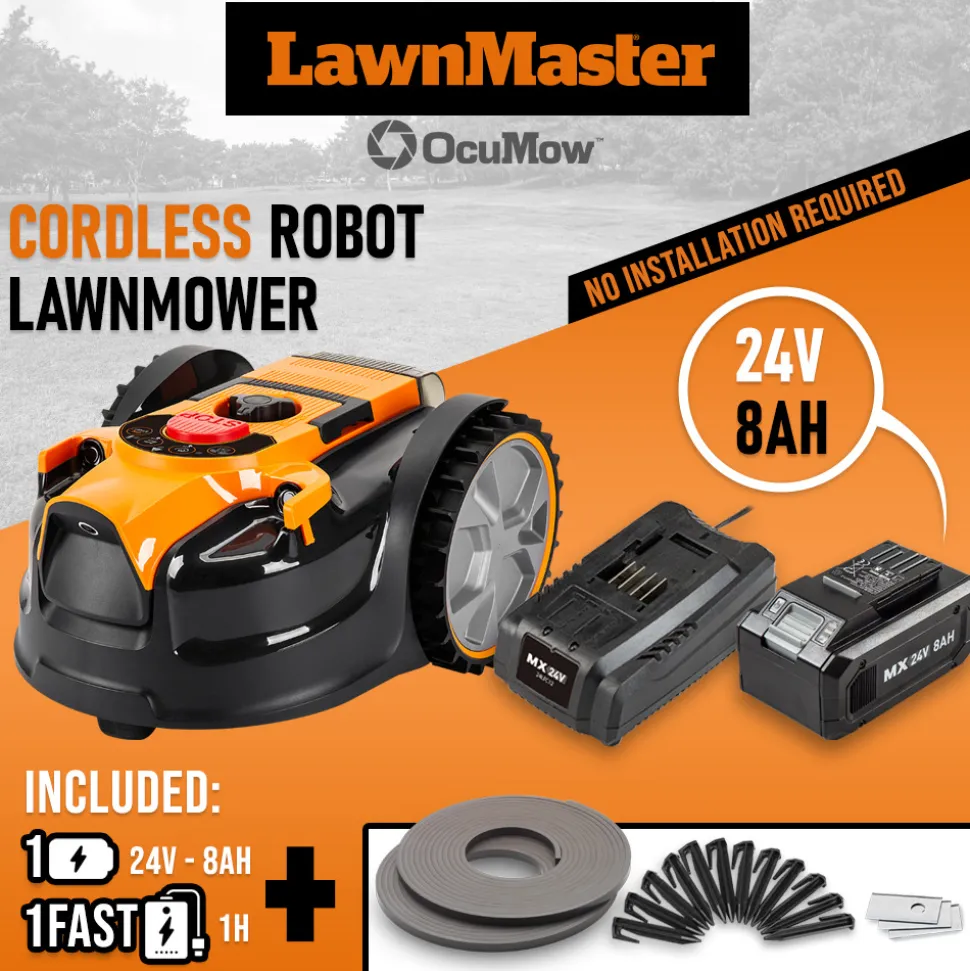 LAWNMASTER - Robot tondeuse autonome 24v - 8ah sans fil périmétrique - le robot le plus simpl