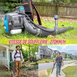 LAWNMASTER - Souffleur thermique dorsal 31cc avec démarrage électrique - 270km/h - lawnmaster