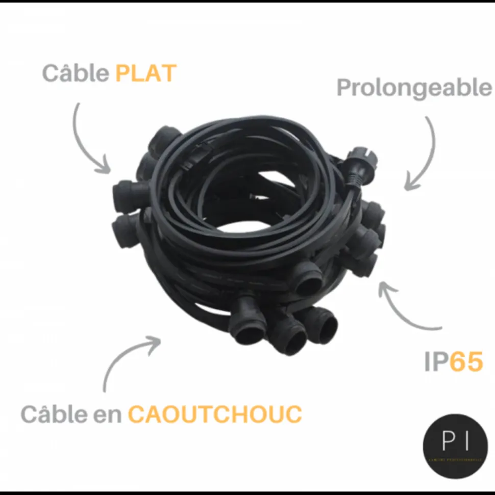 LEDMAXX - Guirlande guinguette 50m 50 douilles e27 professionnelle extensible ip65 exterieur