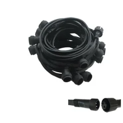 LEDMAXX - Guirlande guinguette extérieur ip65 10m 20 douilles e27 câble plat noir connectable professionnelle