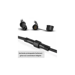 LEDMAXX - Guirlande guinguette connectable 30 m 90 douilles câble plat noir caoutchouc professionnelle