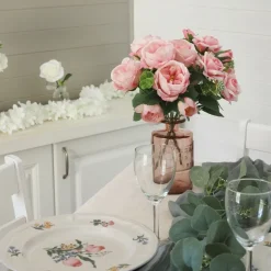 LIGNE DECO - Bouquet artificiel de pivoines 32cm rose lot de 2