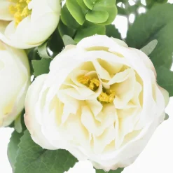 LIGNE DECO - Bouquet artificiel de pivoines 32cm blanc lot de 2