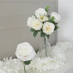 LIGNE DECO - Bouquet artificiel de pivoines 32cm blanc lot de 2