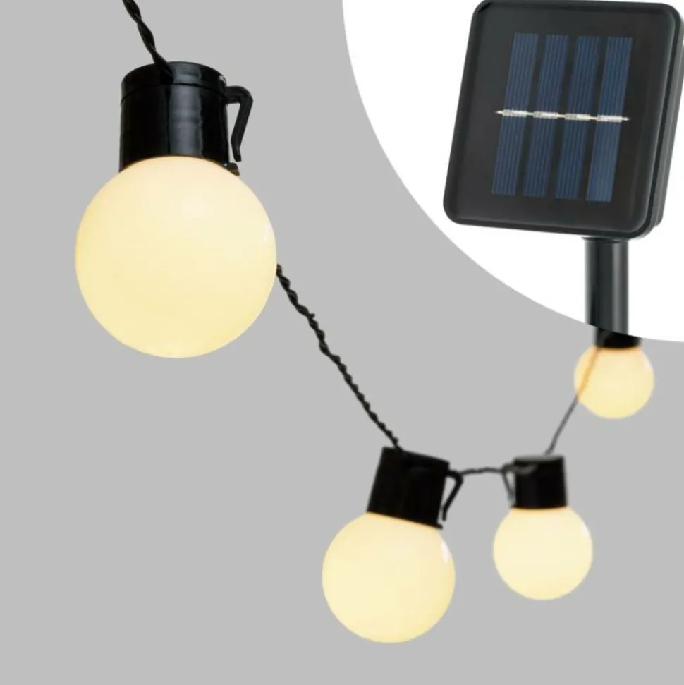 LOTTI - Guirlande guinguette solaire 6m 15 ampoules superled g50 blanc chaud opaque pas cher lotti