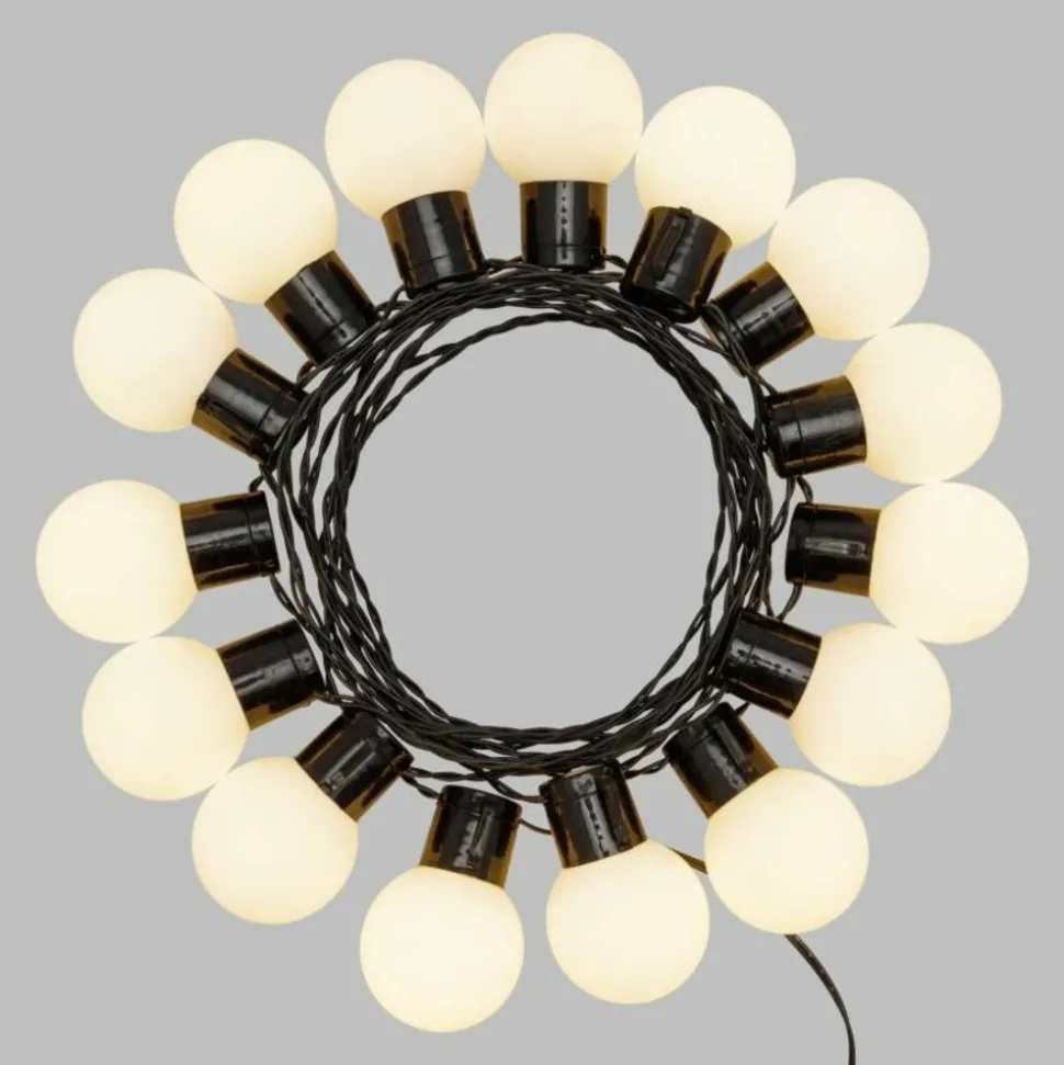 LOTTI - Guirlande guinguette solaire 6m 15 ampoules superled g50 blanc chaud opaque pas cher lotti