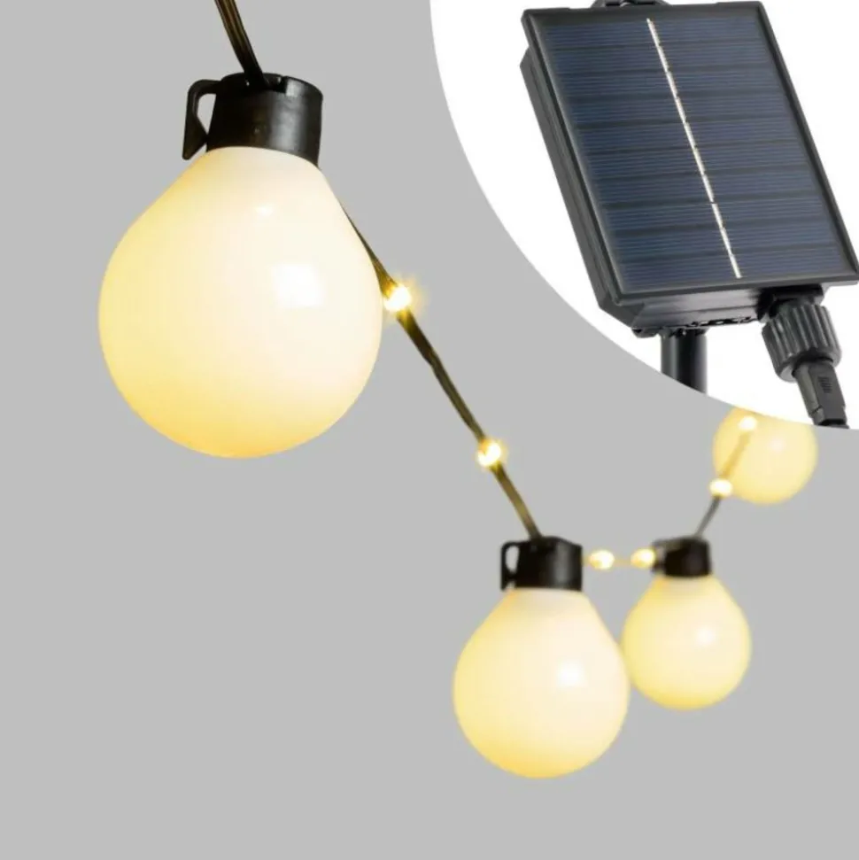 LOTTI - Guirlande guinguette solaire 8m avec câble illuminé 20 ampoules led 50cm lotti
