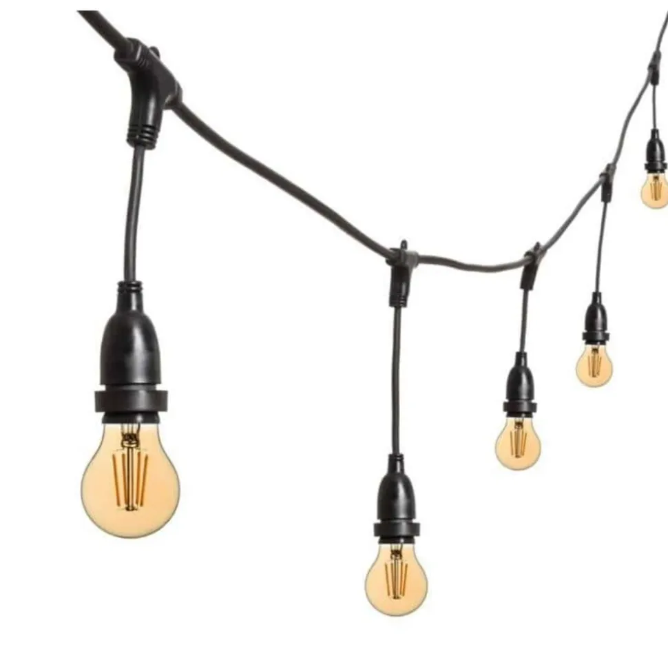 LOTTI - Guirlande guinguette stalactite 5m hauteur 30cm 8 douilles e27 cable noir luxa 230v ip44 lotti