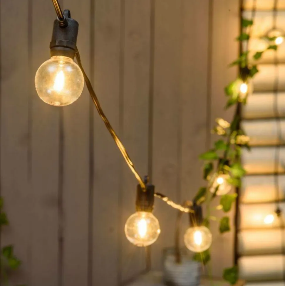 LOTTI - Guirlande guinguette solaire 5m 12 ampoules g40 e12 filament led blanc chaud lotti