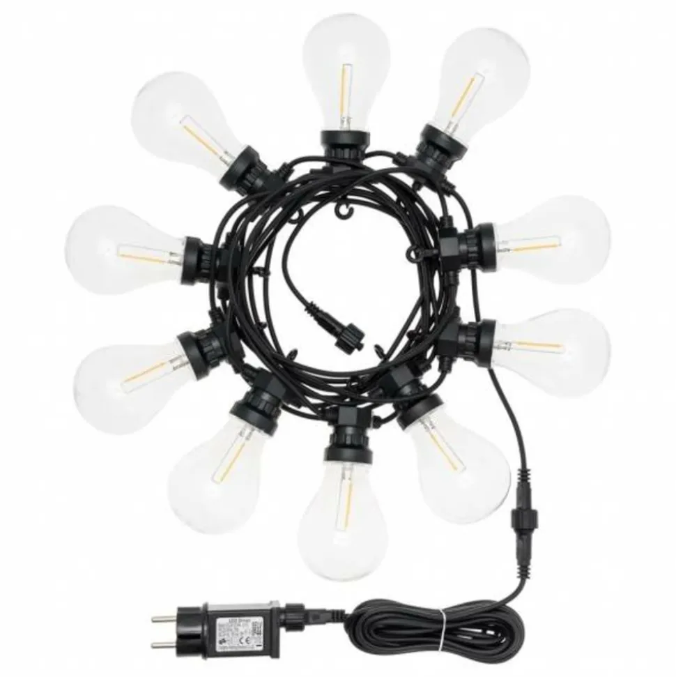 LOTTI - Guirlande lumineuse style guinguette 5m 10 ampoules poire led filament blanc chaud prolongeable 24v lotti