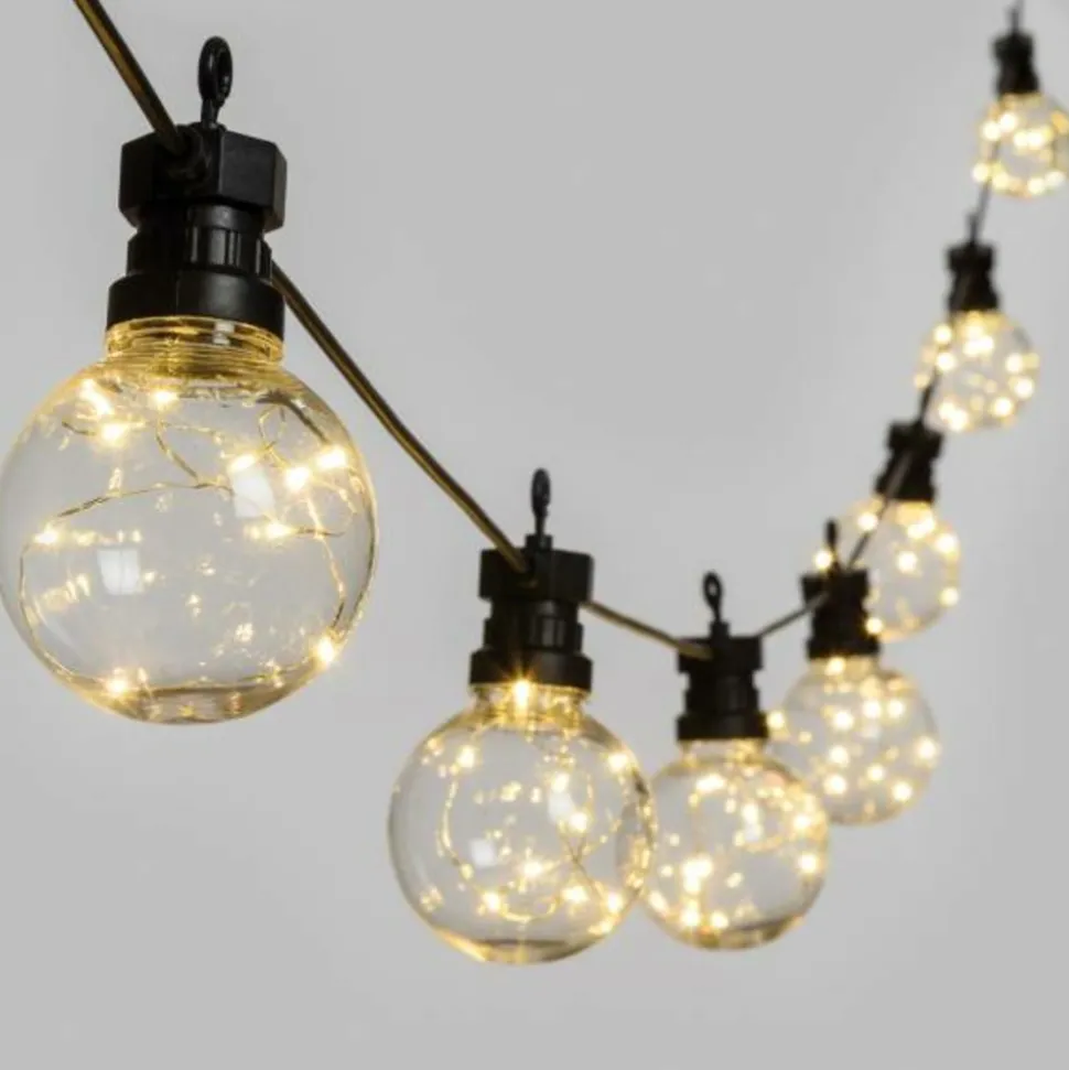 LOTTI - Guirlande style guinguette vintage 5m 10 globes g80 fil lumineux micro led blanc chaud 31v lotti