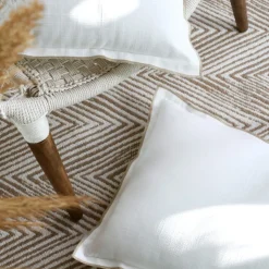 LOVELY CASA - Lovely casa - coussin coton volant plat feston noir