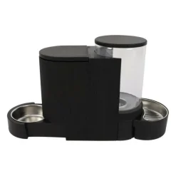 M PETS - Distributeur de croquettes et d'eau m.pets duplo 1,3kg/3l - 40x16.2x29.1 cm - noir
