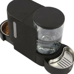 M PETS - Distributeur de croquettes et d'eau m.pets duplo 1,3kg/3l - 40x16.2x29.1 cm - noir