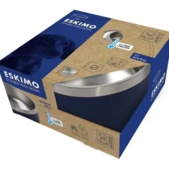 M PETS - Gamelle - - eskimo - double paroi 2 l - bleu - acier inoxydable, antidérapant, inodore, antirouille, lavable