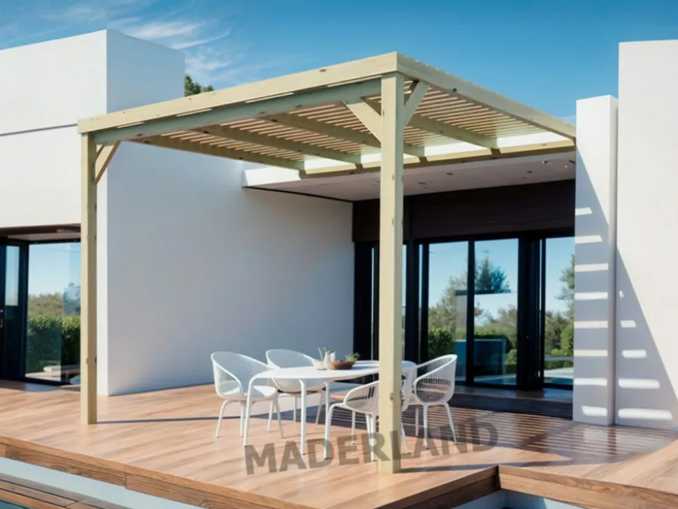 MADERLAND - Pergola adossée en bois montpellier 600 x 300 cm