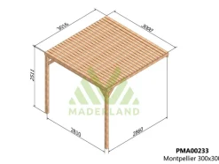 MADERLAND - Pergola adossée en bois montpellier 300 x 300 cm