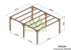 MADERLAND - Pergola en bois autoportante - modèle fuengirola - 500 x 400 cm