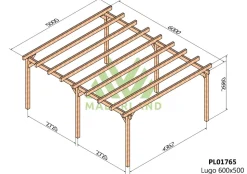 MADERLAND - Pergola en bois autoportante - modèle marsella - 600 x 500 cm
