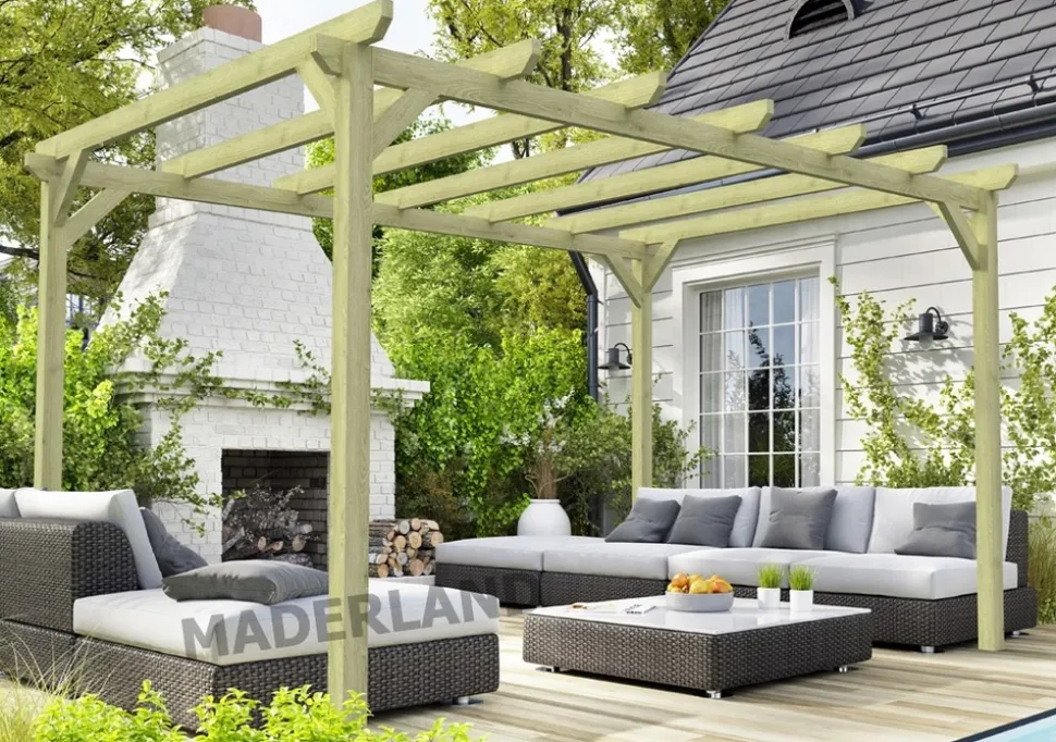 MADERLAND - Pergola en bois autoportante - modèle cambados - 420 x 300 cm