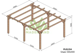 MADERLAND - Pergola en bois autoportante - modèle sitges - 500 x 400 cm