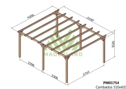 MADERLAND - Pergola en bois autoportante - modèle cambados - 510 x 420 cm