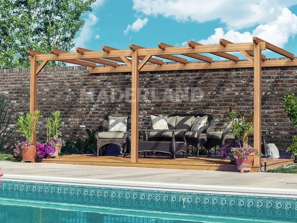 MADERLAND - Pergola en bois adossée - modèle palma - 400 x 300 cm