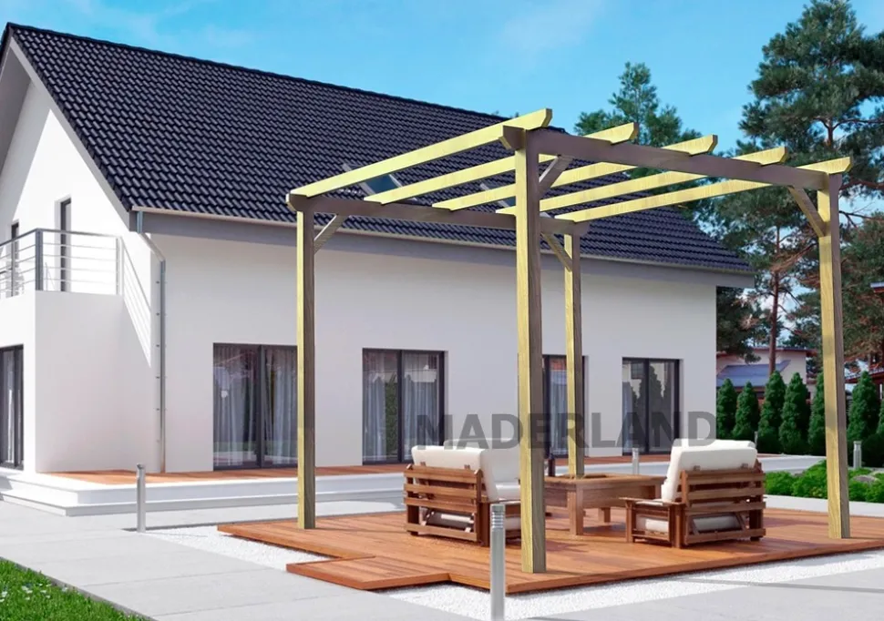 MADERLAND - Pergola en bois autoportante - modèle madrid - 510 x 420 cm