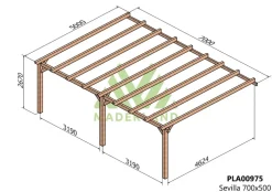 MADERLAND - Pergola en bois adossée - modèle sevilla - 700 x 500 cm