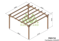 MADERLAND - Pergola en bois autoportante - modèle cambados - 420 x 420 cm
