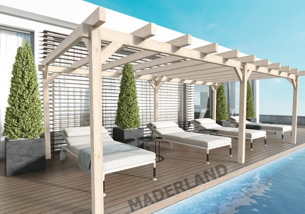 MADERLAND - Pergola en bois autoportante - modèle marsella - 1000 x 500 cm