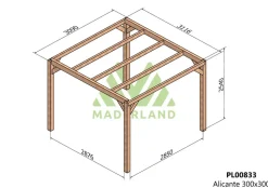MADERLAND - Pergola en bois autoportante - modèle alicante - 300 x 300 cm
